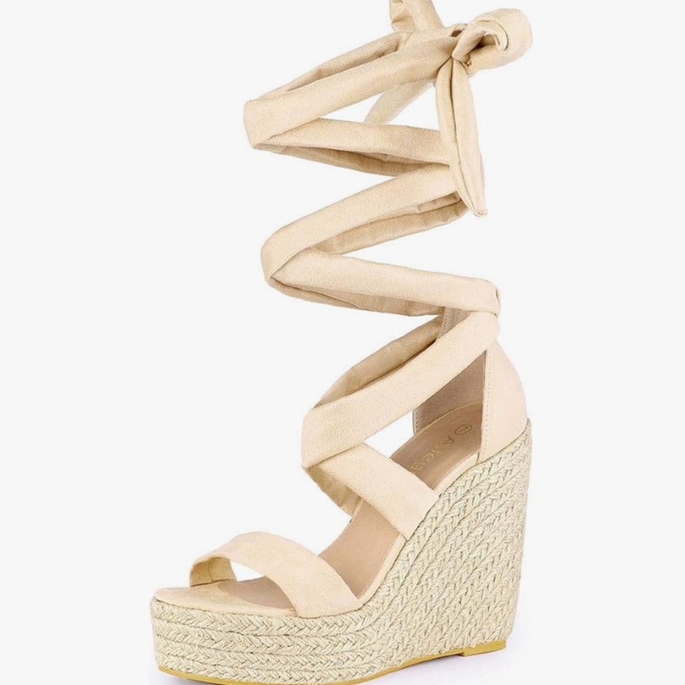 Allegra K Beige Wedge Sandals